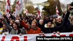 GEORGIA -- Protesters march to support Georgian former President Mikheil Saakashvili in Tbilisi. Tbilisi, 06Dec2017